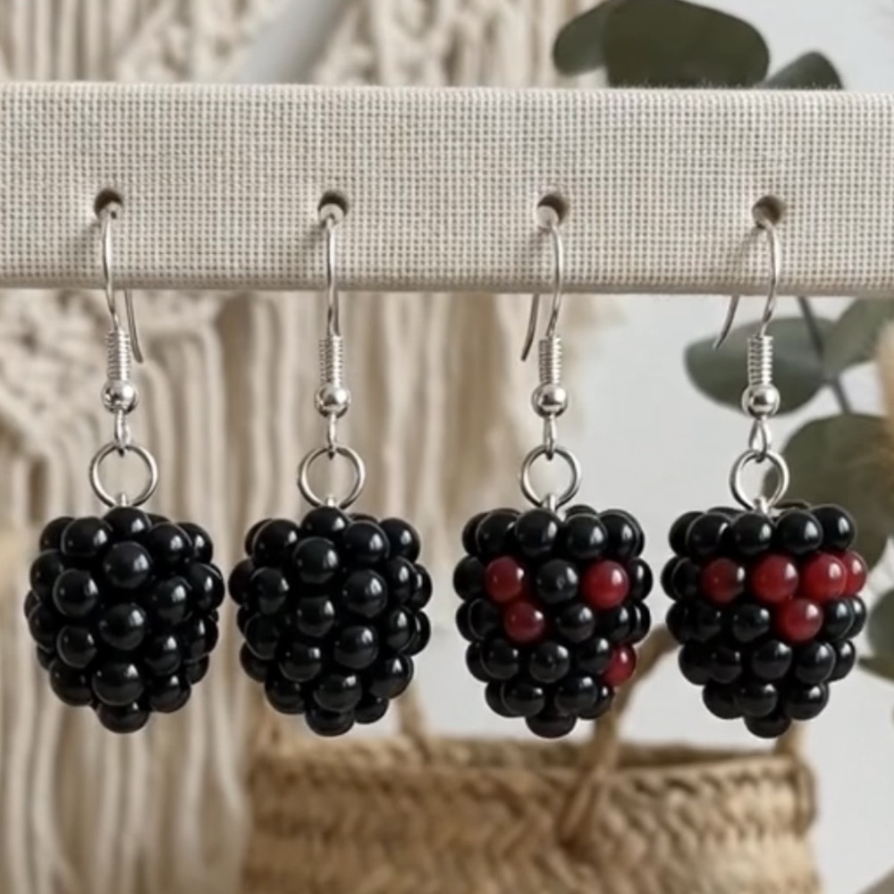 NWT BlackBerry Fruit Earrings - Handmade - Hypoallergenic